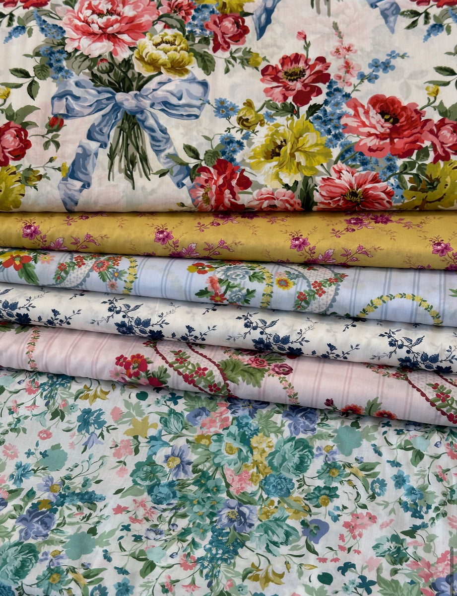 Fabric - Liberty - (2058) Amelie Louise Blue Floral on Vanilla ...